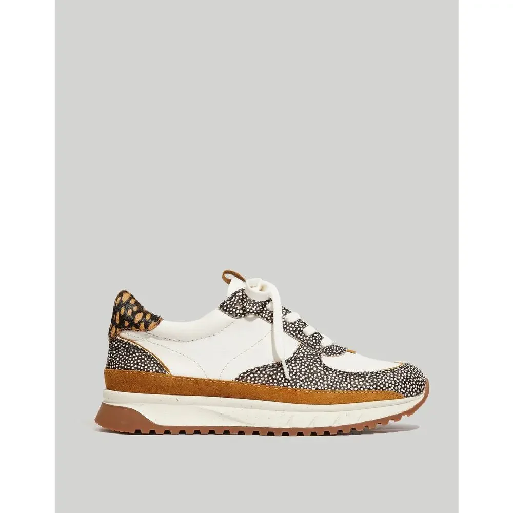 NEW Madewell Kickoff Trainer Sneakers in Spotted Calf Olive Grrove Multi 7.5 - Picture 9 of 11